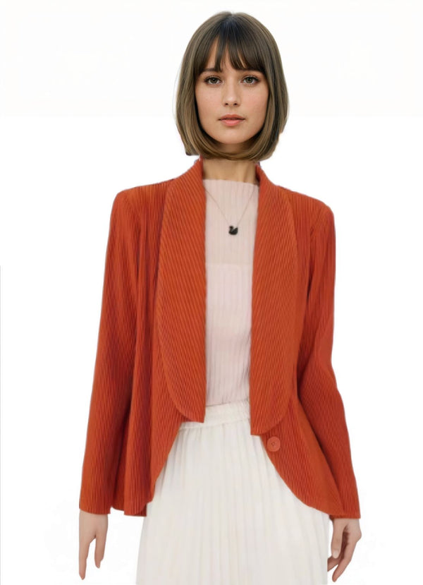 One Button Big Collar Jacket - JK1321  Orange Rust